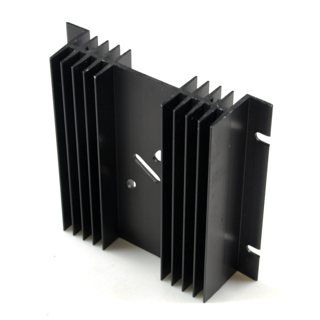 SS44X 4" x4" x1" Aluminum Black Heatsink with % holes